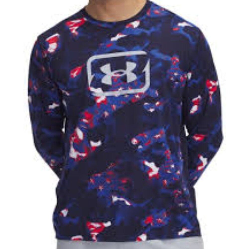 NWT Under Armour Mens Fish Pro Freedom AOP Long Sleeve T-Shirt Midnight Size L - Picture 2 of 16